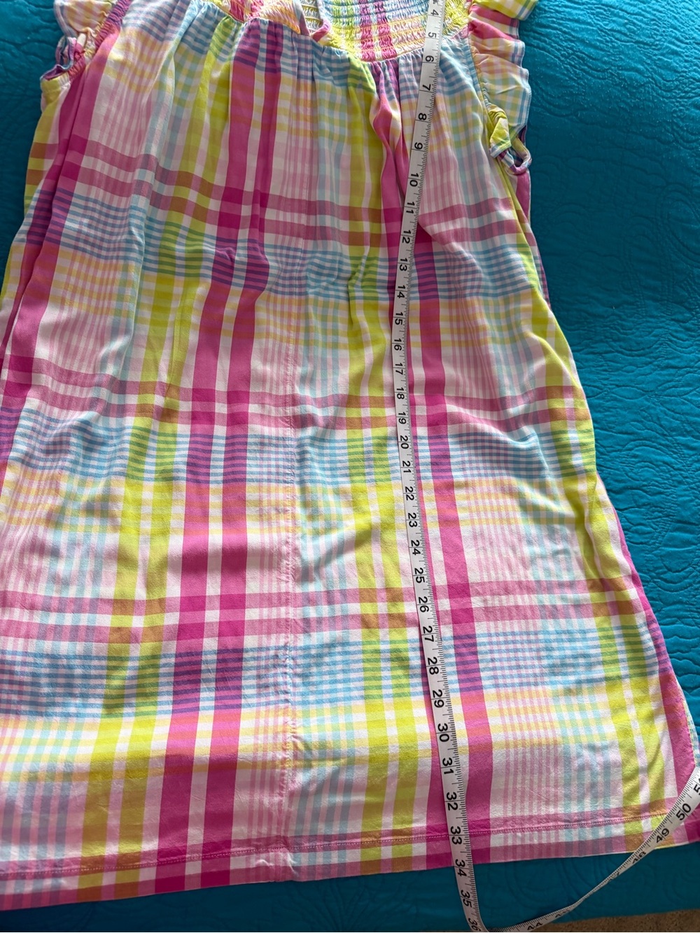 crown & ivy Pink Plaid Sundress with Yellow and Blue Accents